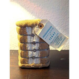 Miniature Souvenir Cotton Bale With Burlap Cover & Tag From Farmers Co-Op Compre